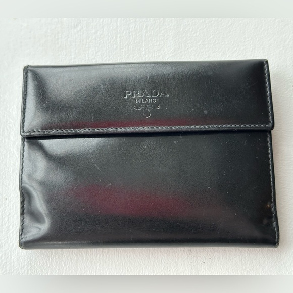 PRADA Spazzolato Leather Compact Wallet - Picture 4 of 14